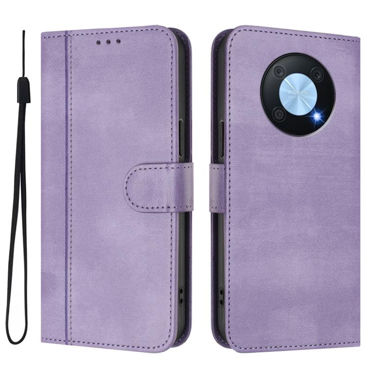 For Huawei Enjoy 50 Pro / Huawei Nova Y90 Line Splicing Buckle Retro Leather Phone Case
