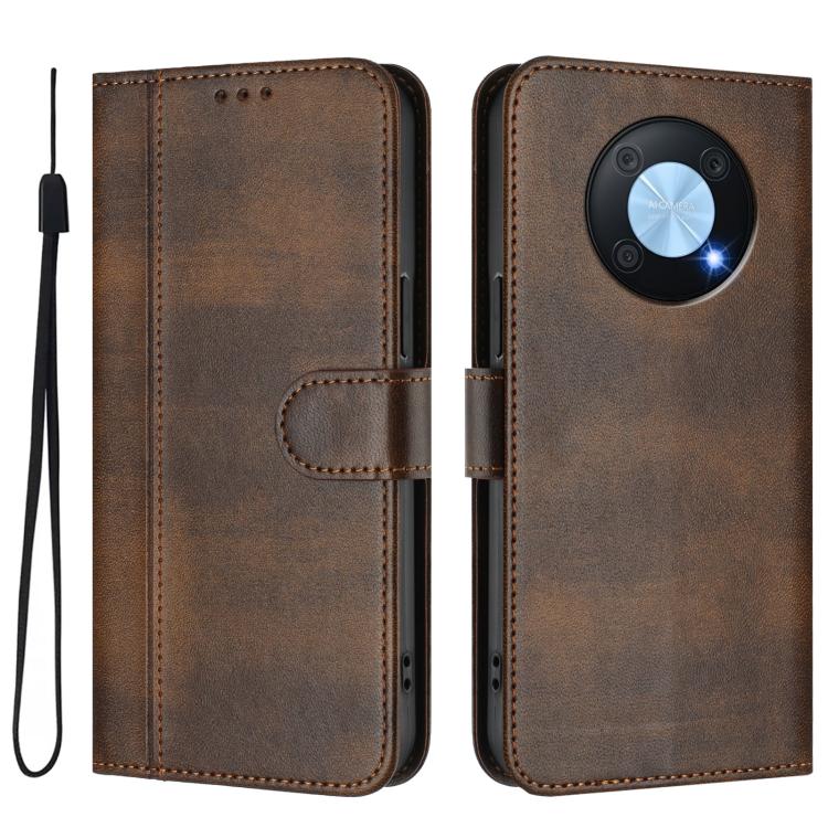 For Huawei Enjoy 50 Pro / Huawei Nova Y90 Line Splicing Buckle Retro Leather Phone Case