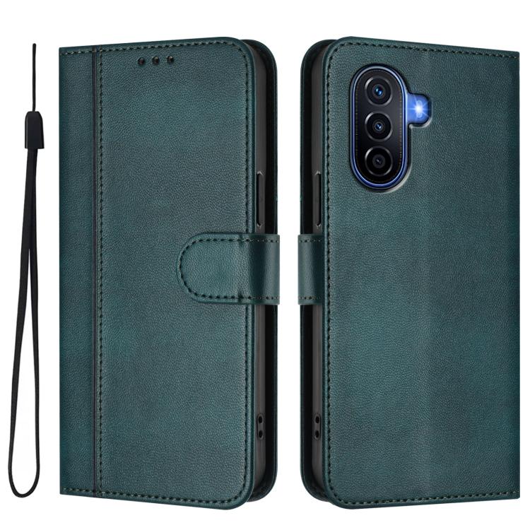 For Huawei Enjoy 50 / Nova Y70 / Nova Y70 Plus Line Splicing Buckle Retro Leather Phone Case