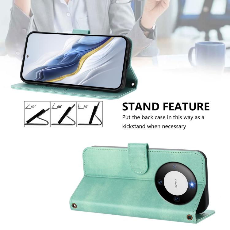 For Huawei Mate 60 Line Splicing Buckle Retro Leather Phone Case