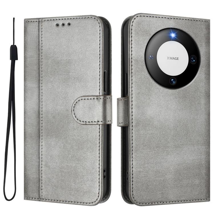 For Huawei Mate 60 Line Splicing Buckle Retro Leather Phone Case