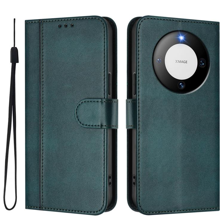 For Huawei Mate 60 Line Splicing Buckle Retro Leather Phone Case