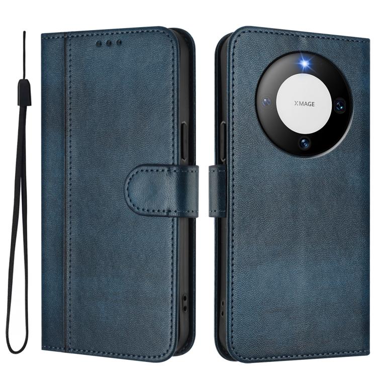 For Huawei Mate 60 Line Splicing Buckle Retro Leather Phone Case