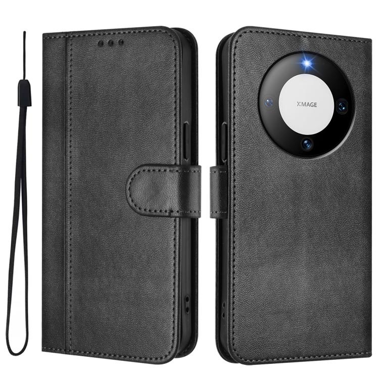 For Huawei Mate 60 Pro / Mate 60 Pro+ Line Splicing Buckle Retro Leather Phone Case
