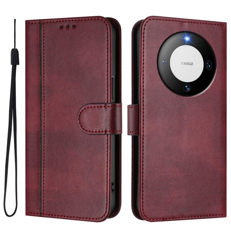 For Huawei Mate 60 Pro / Mate 60 Pro+ Line Splicing Buckle Retro Leather Phone Case