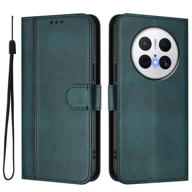 For Huawei Mate 70 Line Splicing Buckle Retro Leather Phone Case