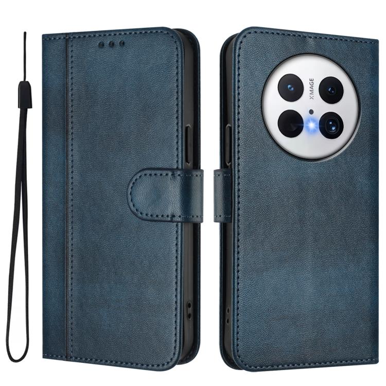 For Huawei Mate 70 Line Splicing Buckle Retro Leather Phone Case