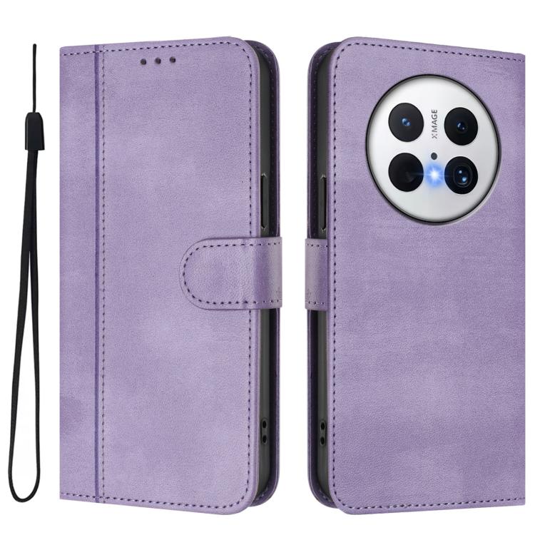 For Huawei Mate 70 Line Splicing Buckle Retro Leather Phone Case
