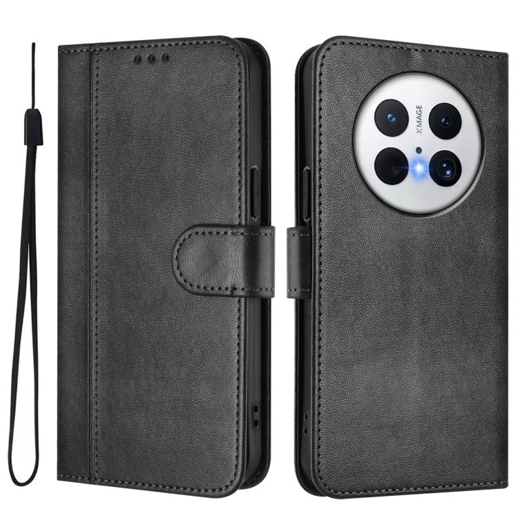 For Huawei Mate 70 Pro Line Splicing Buckle Retro Leather Phone Case