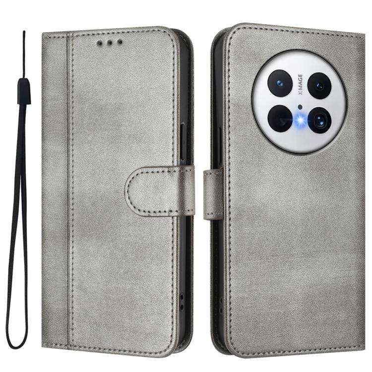 For Huawei Mate 70 Pro Line Splicing Buckle Retro Leather Phone Case
