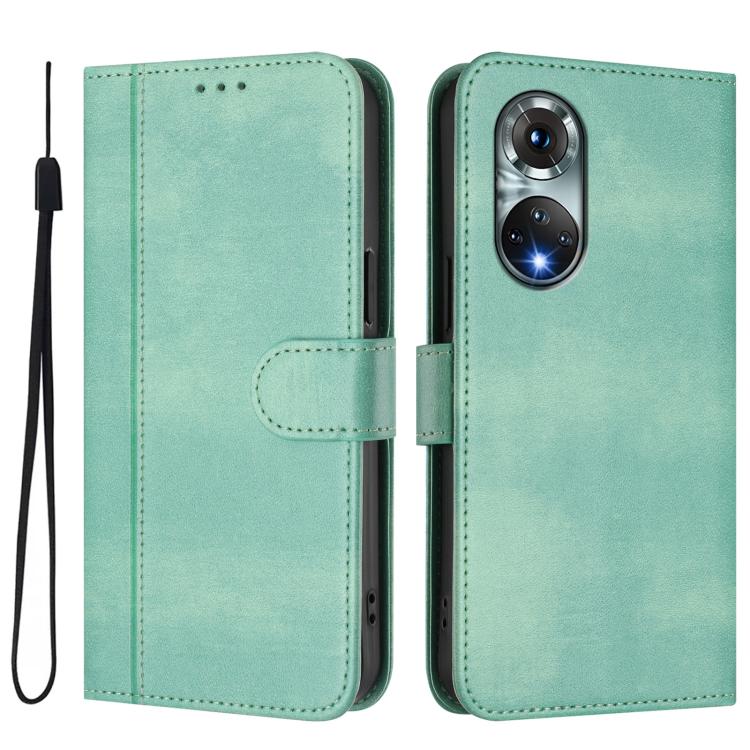 For Huawei Nova 9 Line Splicing Buckle Retro Leather Phone Case