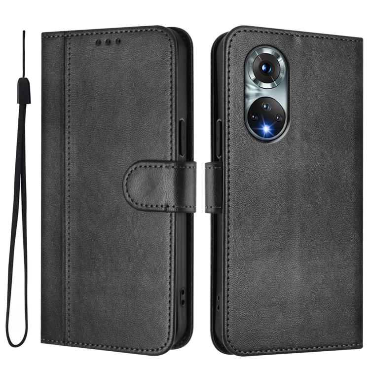 For Huawei Nova 9 Line Splicing Buckle Retro Leather Phone Case