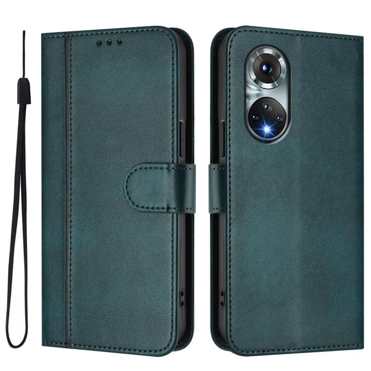 For Huawei Nova 9 Line Splicing Buckle Retro Leather Phone Case