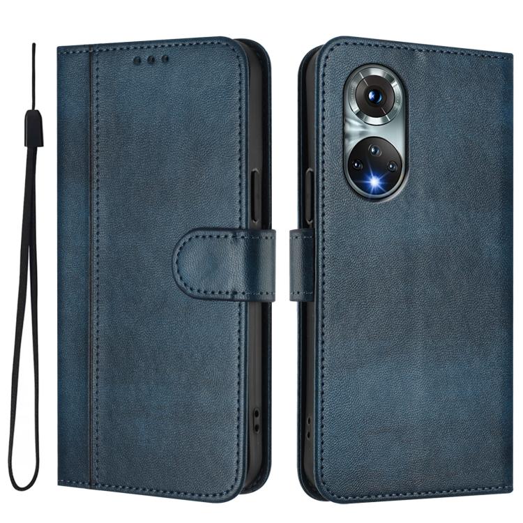 For Huawei Nova 9 Line Splicing Buckle Retro Leather Phone Case