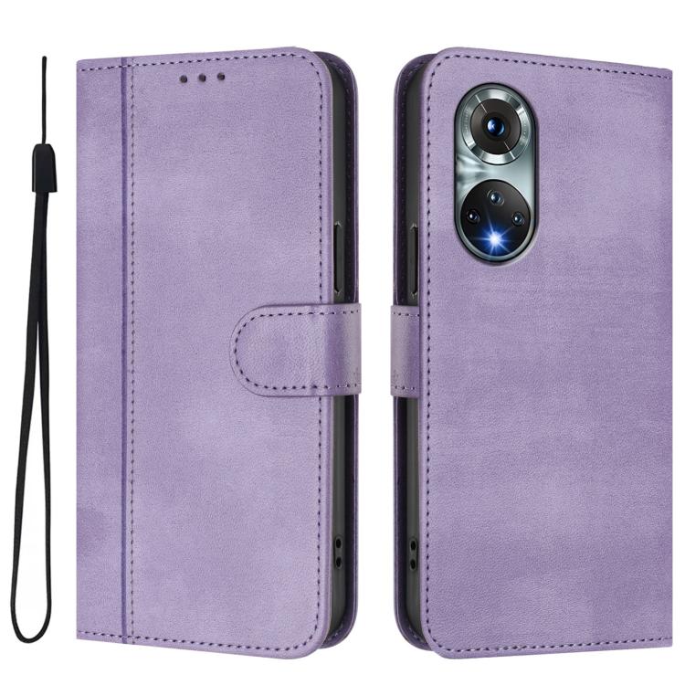 For Huawei Nova 9 Line Splicing Buckle Retro Leather Phone Case