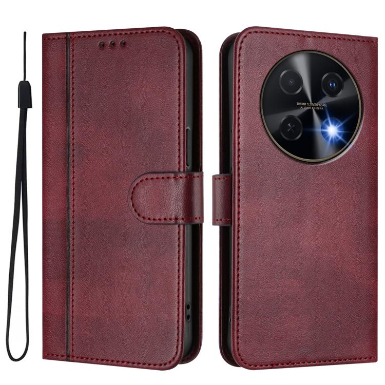 For Huawei nova 12i Global Line Splicing Buckle Retro Leather Phone Case