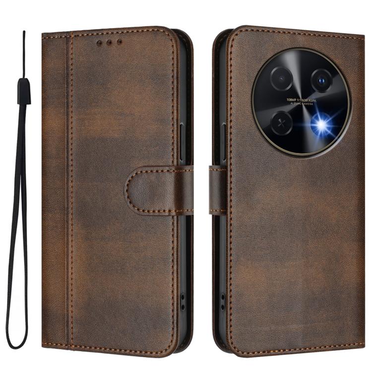 For Huawei nova 12i Global Line Splicing Buckle Retro Leather Phone Case