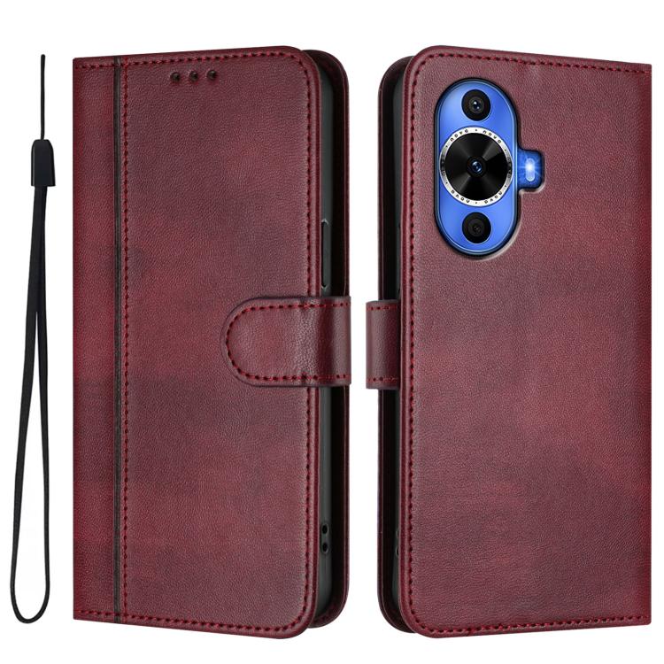 For Huawei Nova 12s Global Line Splicing Buckle Retro Leather Phone Case