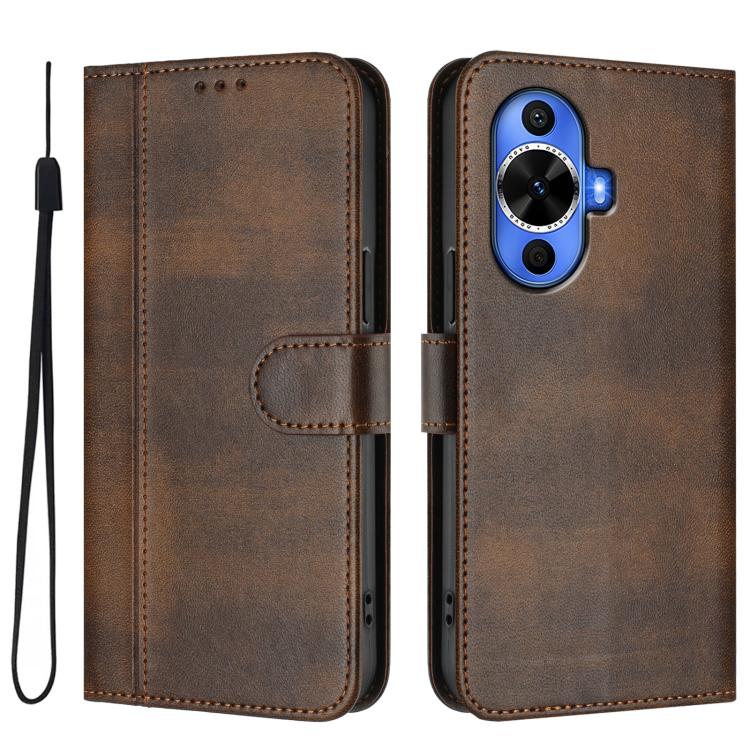 For Huawei Nova 12s Global Line Splicing Buckle Retro Leather Phone Case