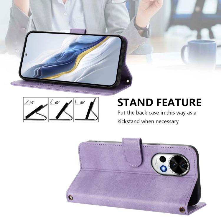 For Huawei Nova 13 / Nova 12 Line Splicing Buckle Retro Leather Phone Case