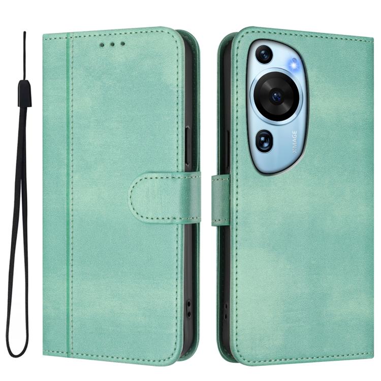 For Huawei P60 Art Line Splicing Buckle Retro Leather Phone Case