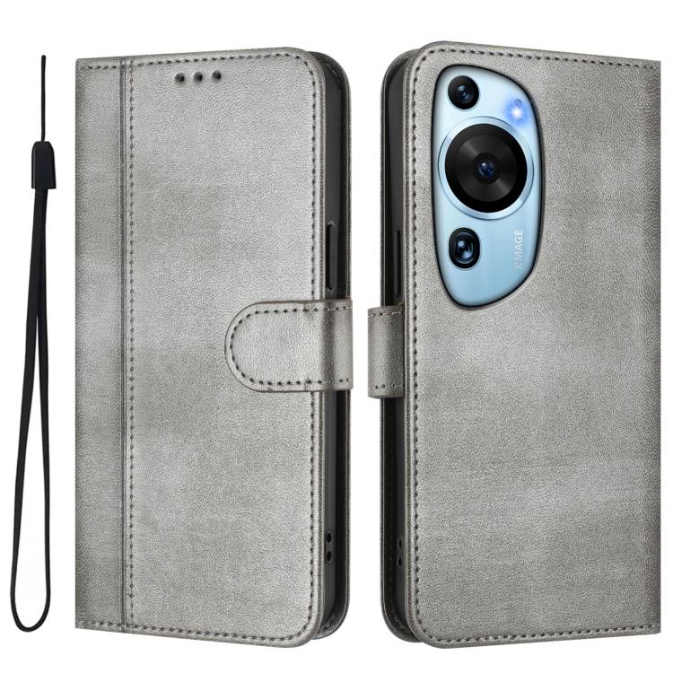 For Huawei P60 Art Line Splicing Buckle Retro Leather Phone Case