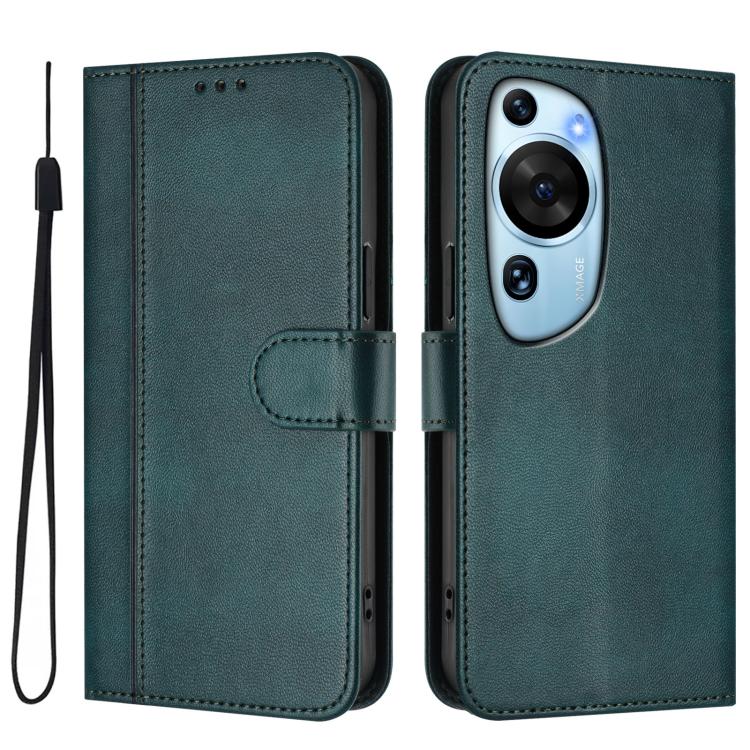 For Huawei P60 Art Line Splicing Buckle Retro Leather Phone Case