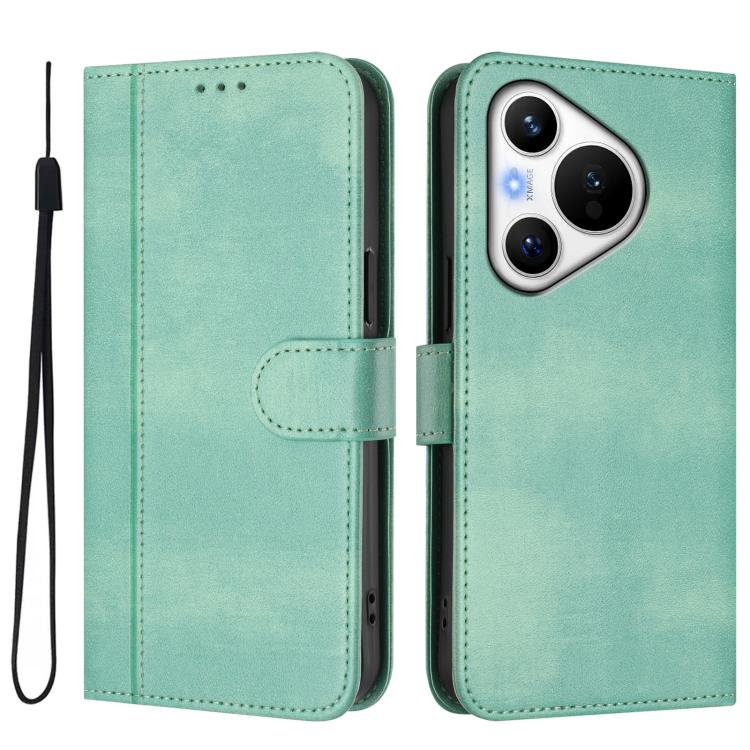 For Huawei Pura 70 Line Splicing Buckle Retro Leather Phone Case