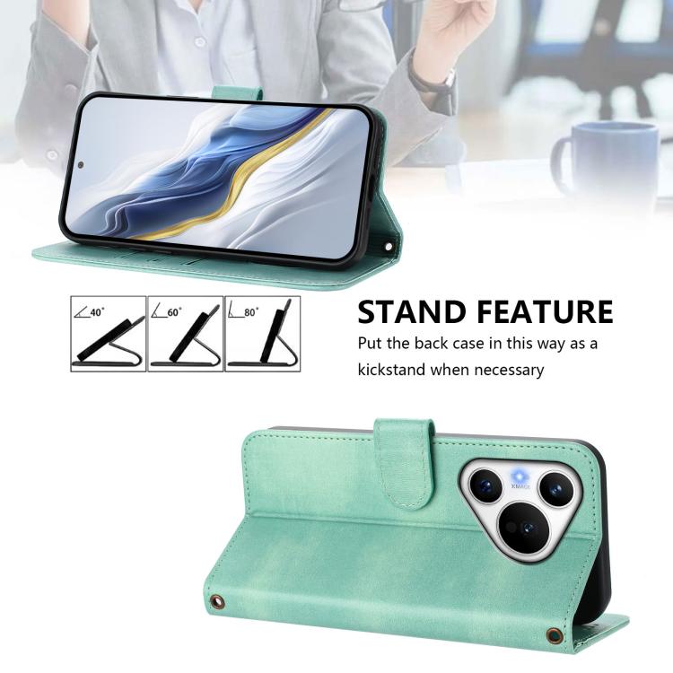 For Huawei Pura 70 Line Splicing Buckle Retro Leather Phone Case