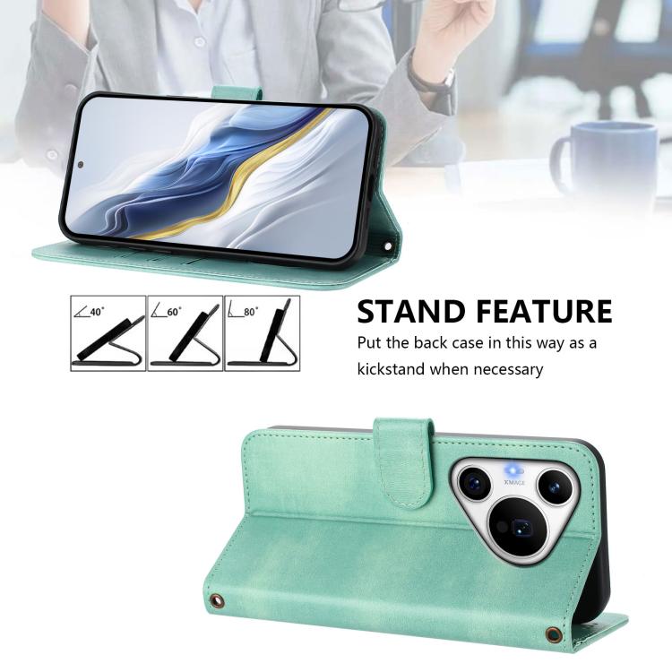 For Huawei Pura 70 Pro / Pura 70 Pro+ Line Splicing Buckle Retro Leather Phone Case