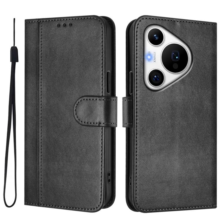 For Huawei Pura 70 Pro / Pura 70 Pro+ Line Splicing Buckle Retro Leather Phone Case