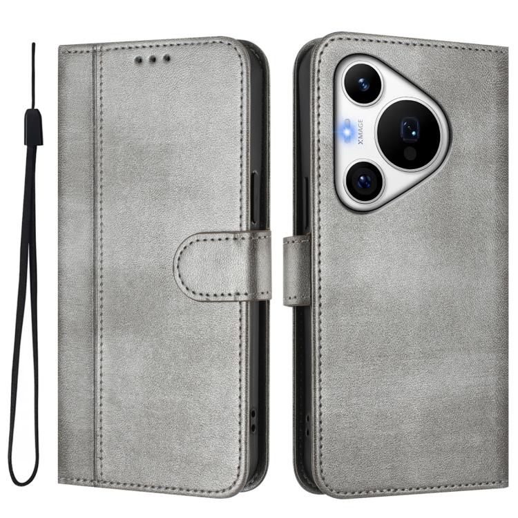 For Huawei Pura 70 Pro / Pura 70 Pro+ Line Splicing Buckle Retro Leather Phone Case