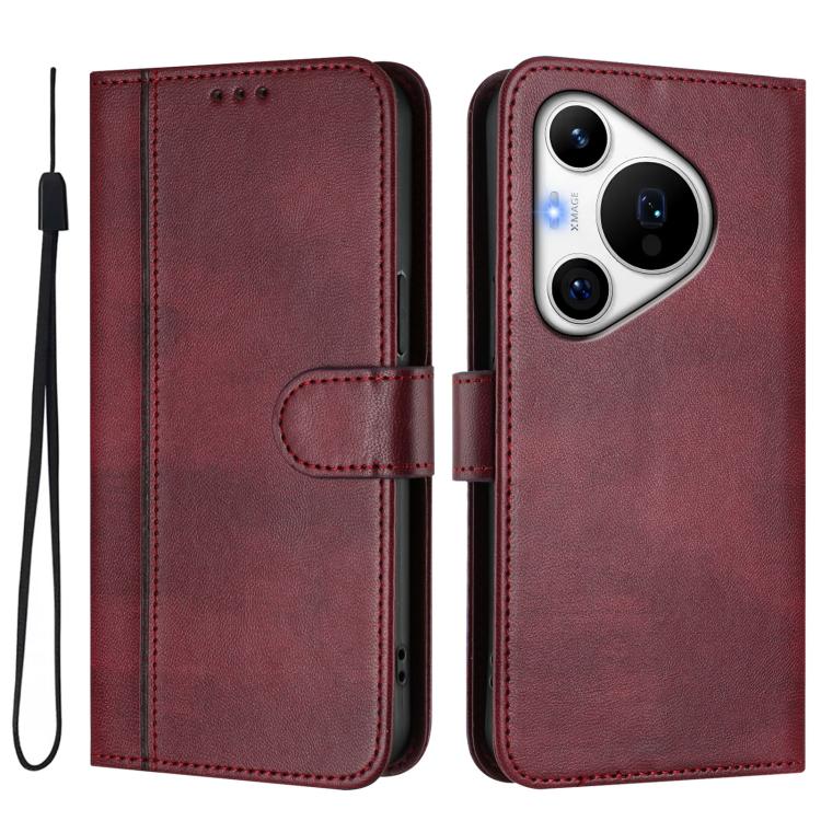 For Huawei Pura 70 Pro / Pura 70 Pro+ Line Splicing Buckle Retro Leather Phone Case