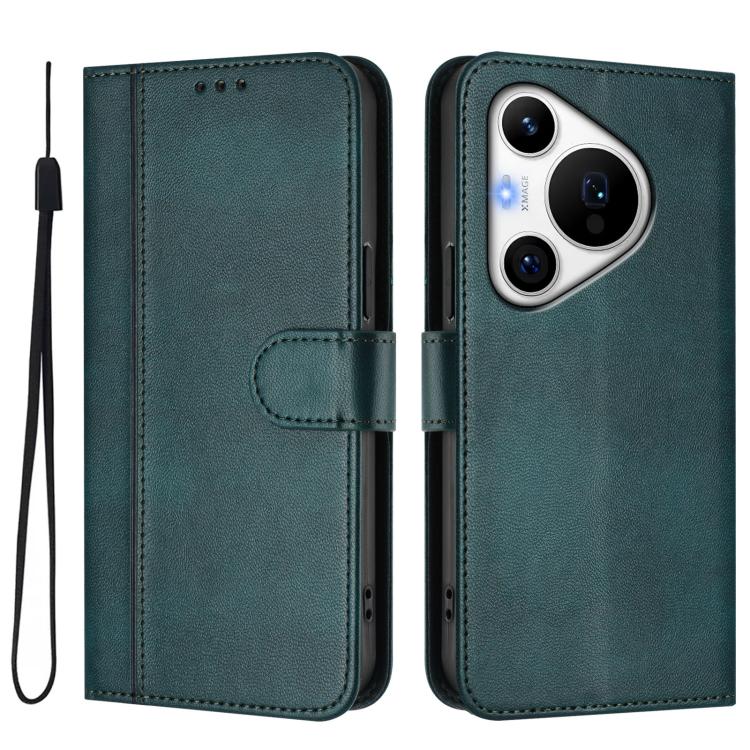 For Huawei Pura 70 Pro / Pura 70 Pro+ Line Splicing Buckle Retro Leather Phone Case