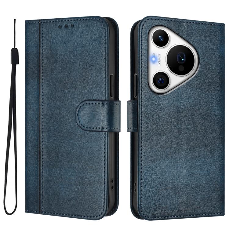 For Huawei Pura 70 Pro / Pura 70 Pro+ Line Splicing Buckle Retro Leather Phone Case