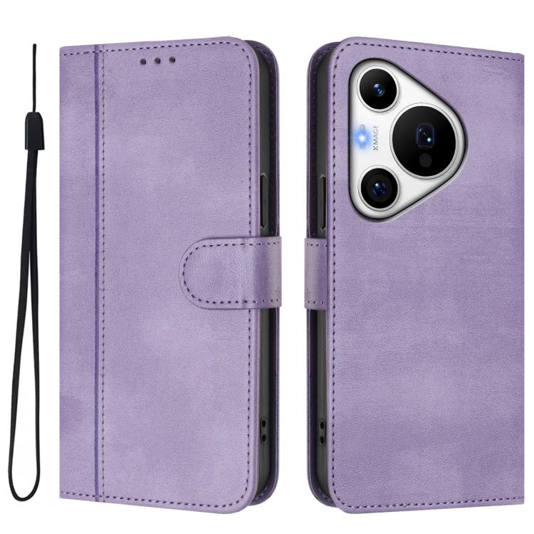 For Huawei Pura 70 Pro / Pura 70 Pro+ Line Splicing Buckle Retro Leather Phone Case