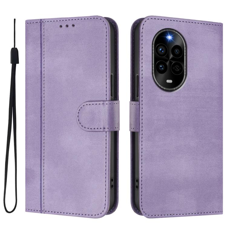 For Huawei Nova 13 Pro Line Splicing Buckle Retro Leather Phone Case