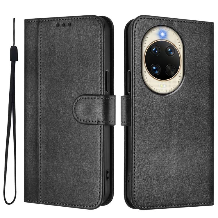For Huawei nova 14 Line Splicing Buckle Retro Leather Phone Case