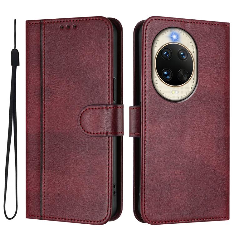 For Huawei nova 14 Line Splicing Buckle Retro Leather Phone Case