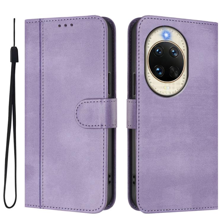 For Huawei nova 14 Line Splicing Buckle Retro Leather Phone Case