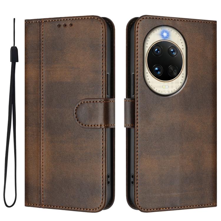For Huawei nova 14 Line Splicing Buckle Retro Leather Phone Case