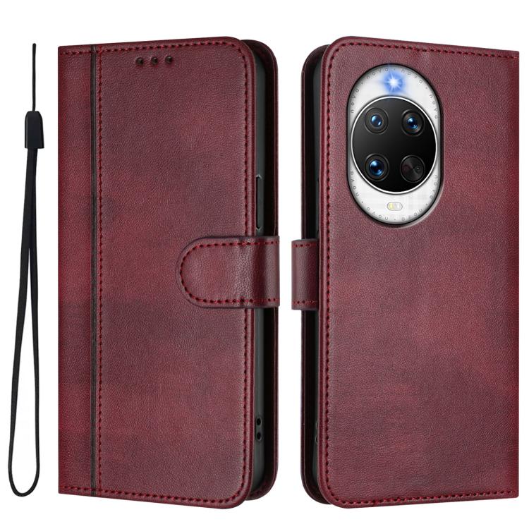 For Huawei nova 14 Pro Line Splicing Buckle Retro Leather Phone Case