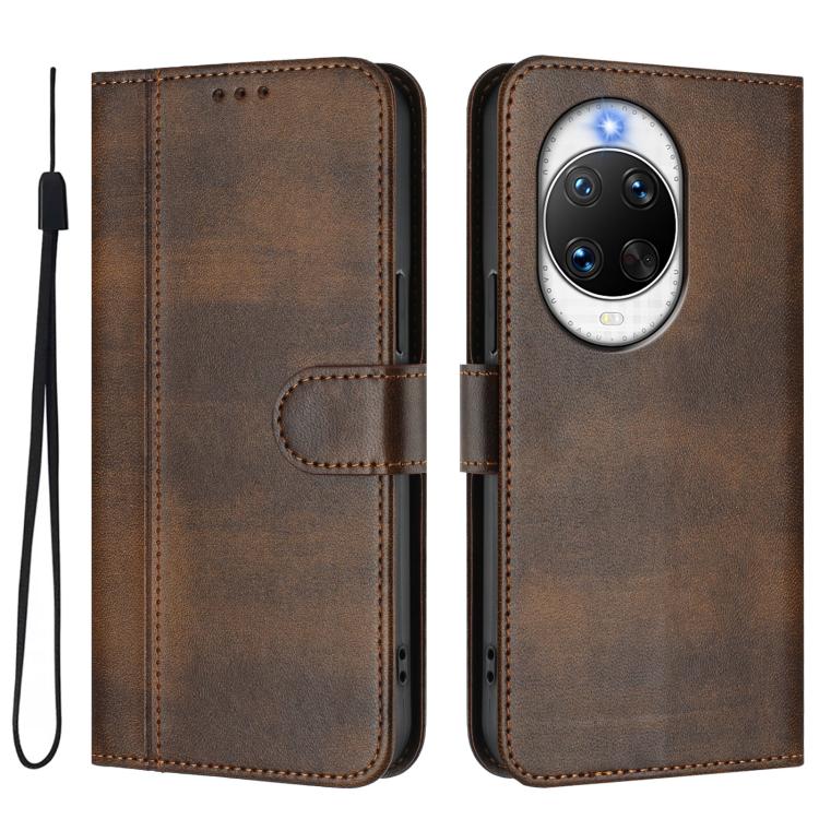 For Huawei nova 14 Pro Line Splicing Buckle Retro Leather Phone Case