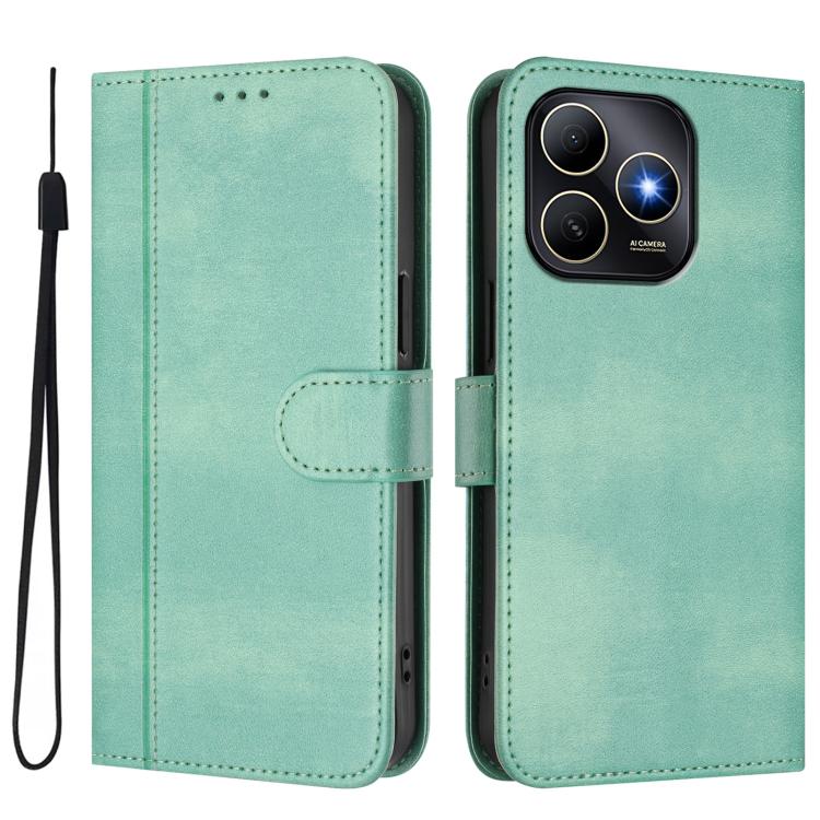 For Huawei Enjoy 80s Line Splicing Buckle Retro Leather Phone Case
