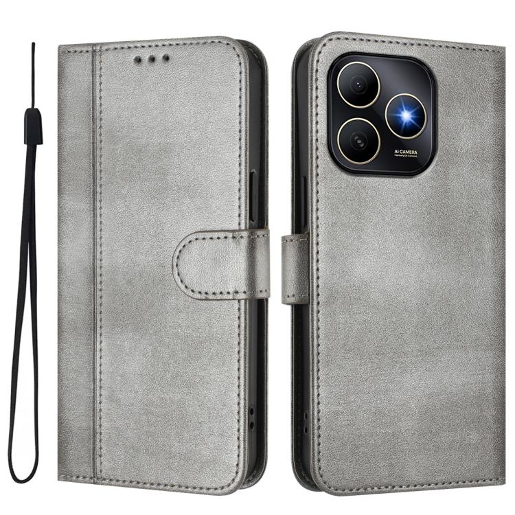 For Huawei Enjoy 80s Line Splicing Buckle Retro Leather Phone Case