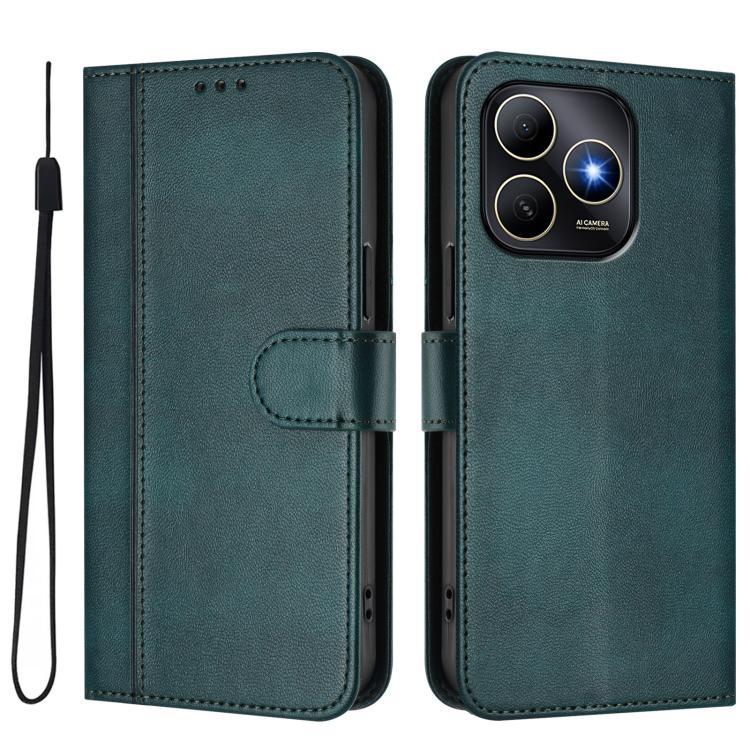 For Huawei Enjoy 80s Line Splicing Buckle Retro Leather Phone Case