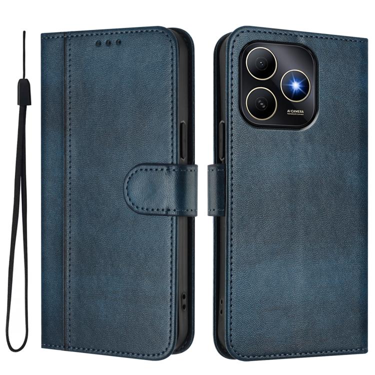 For Huawei Enjoy 80s Line Splicing Buckle Retro Leather Phone Case