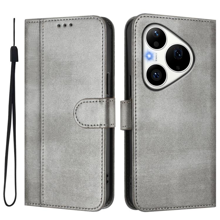 For Huawei Pura 90 Pro 5G Line Splicing Buckle Retro Leather Phone Case