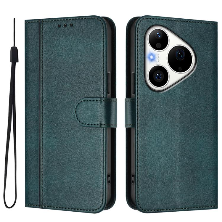 For Huawei Pura 90 Pro 5G Line Splicing Buckle Retro Leather Phone Case