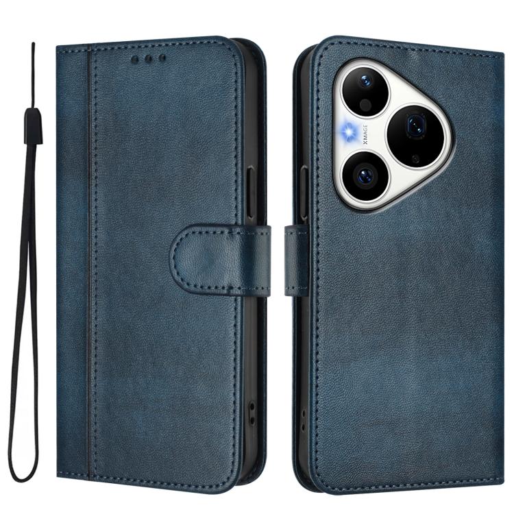 For Huawei Pura 90 Pro 5G Line Splicing Buckle Retro Leather Phone Case